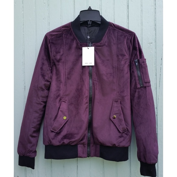 John + Jenn by LINE Jackets & Blazers - John + Jenn Purple & Black Bomber, Reversible NWT